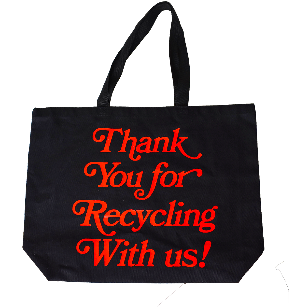 Thank You For Recycling With Us Jumbo Black Canvas Tote