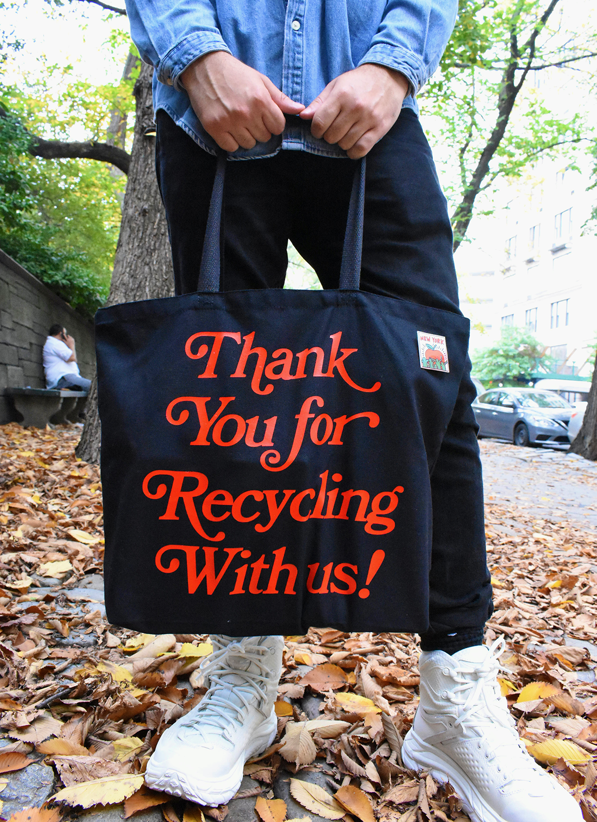 Thank You For Recycling With Us Jumbo Black Canvas Tote