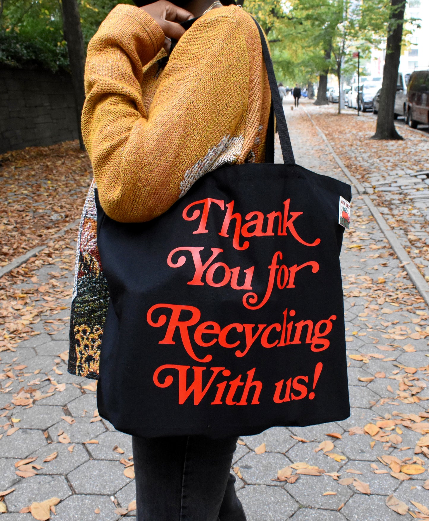 Thank You For Recycling With Us Jumbo Black Canvas Tote